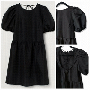 𝅺nwt H&M Black Puffsleeve Mini Dress Size XS